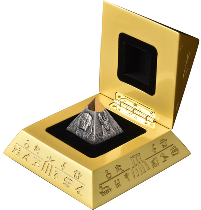 Monnaie 3D argentée & dorée à l'or pur «Pyramide de Khéphren»